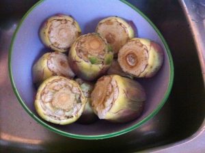 Artichokes cleaned