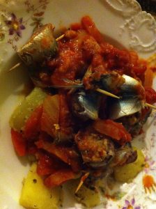Sardines stuffed cooked